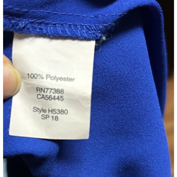 J. Crew Chiffon Peplum Blouse Women's Small Bell Sleeve Royal Blue Top - Picture 7 of 8